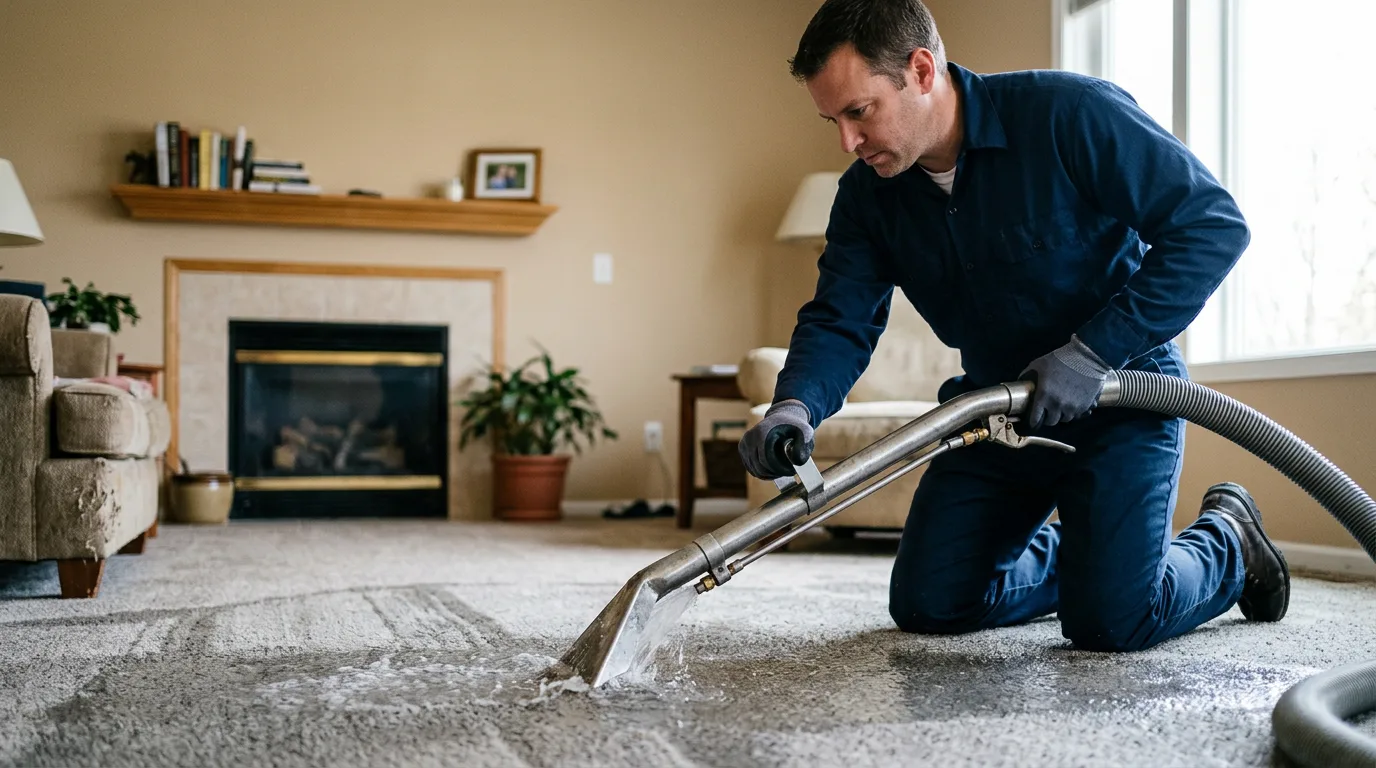 Water damage restoration technician working near Wendell, ID